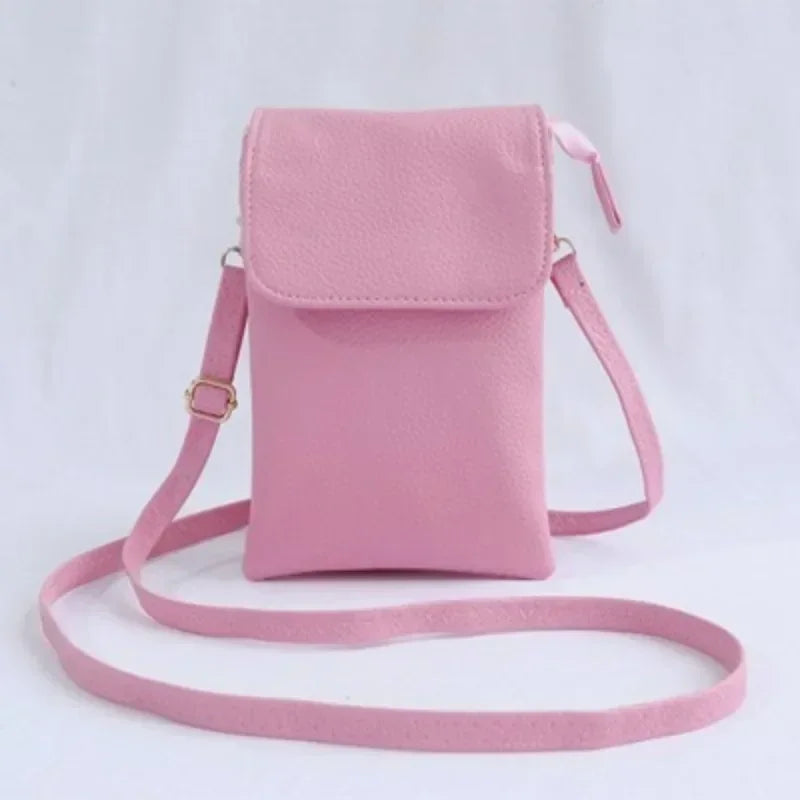 Fashion Women Crossbody Bag PU Leather Mobile Phone Purse Bags | Solid Flap Messenger Bag Small Female Shoulder Handbag for Women Luxegan