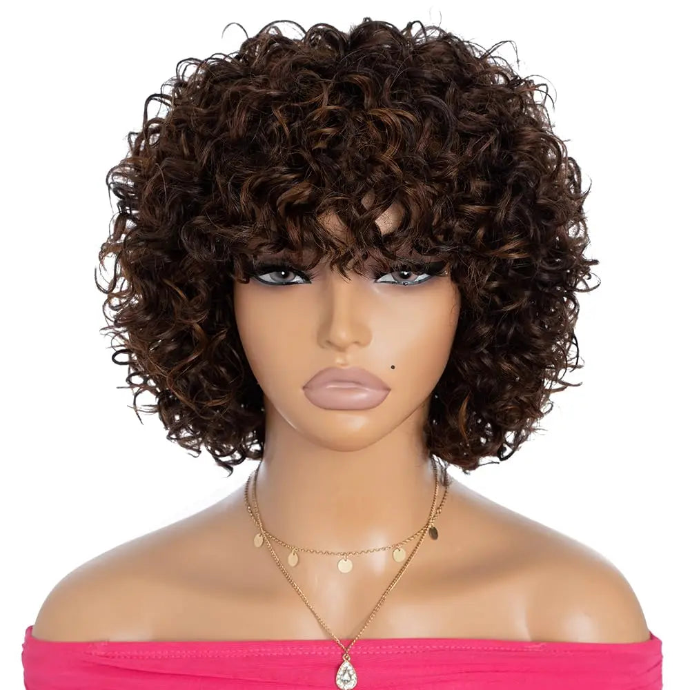Rebecca 10 Inch Ombre 1B/#4 Curly Bob Wig | Water Wave Brazilian Remy Human Hair Luxegan
