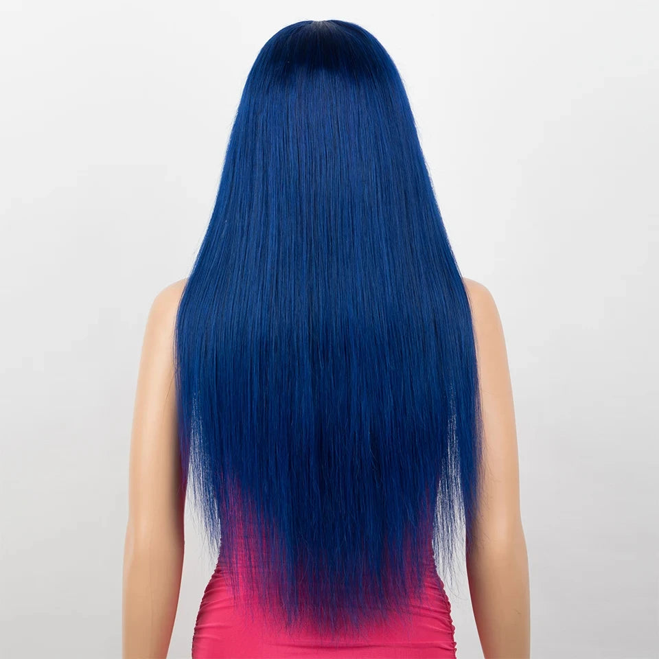 Burgundy Straight Wig with Bangs | "Put On & Go" Glueless Human Hair Luxegan