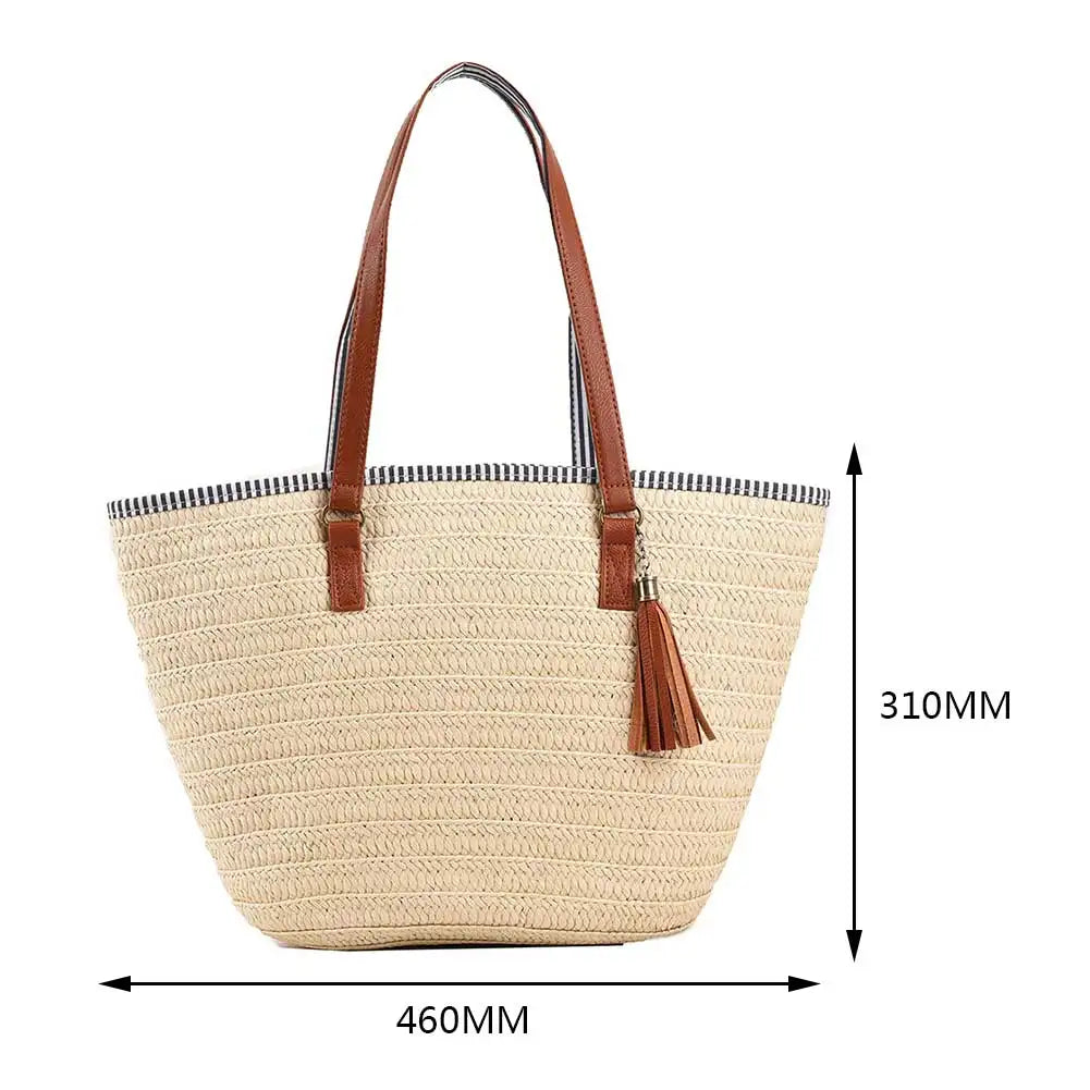 Vintage Hollow Design Woven Shoulder Bag | Large Capacity Knitting Tote & Summer Beach Bag Luxegan