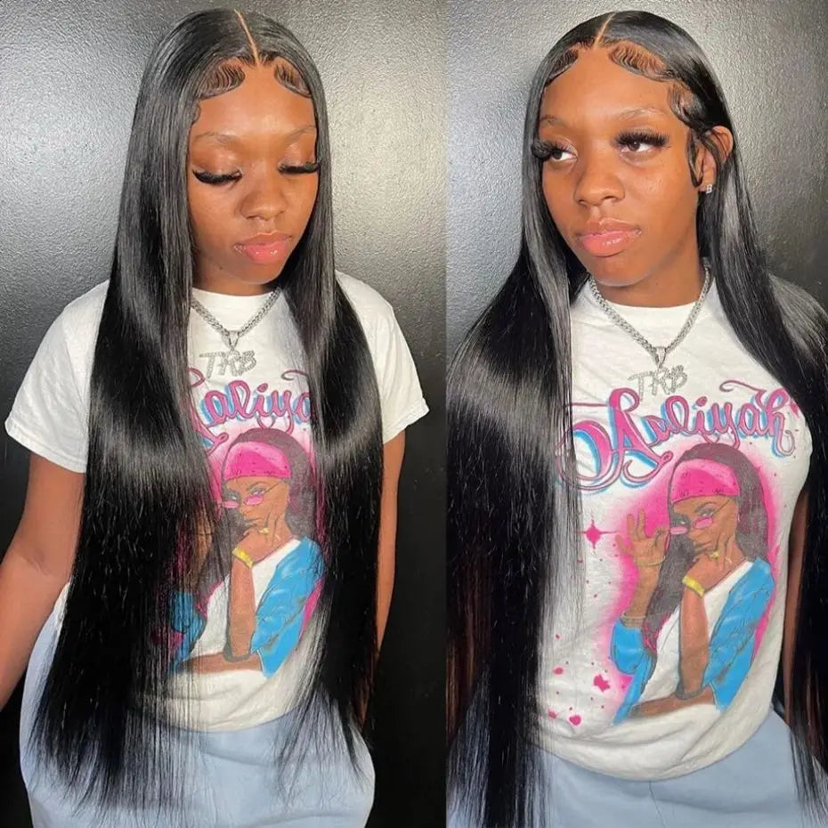 180% Density Straight Human Hair Wigs | HD 4x4 Lace Closure & 13x4/13x6 Lace Frontal Wig (Remy, 30-36 Inch Transparent Lace) Luxegan