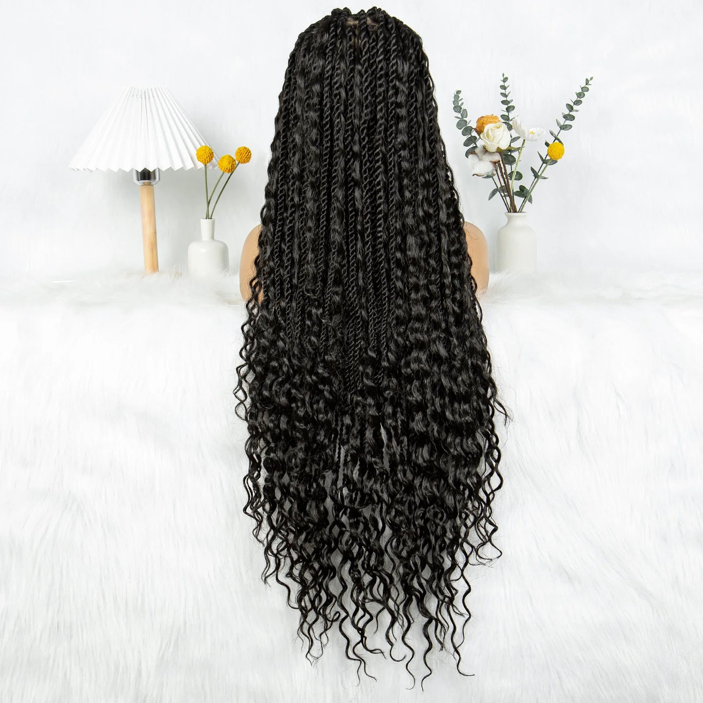 Braided Wigs Knotless Synthetic Box Braided Wigs Full Lace Curly Dreadlocks Wigs Long Length Hair Wig for Black Women