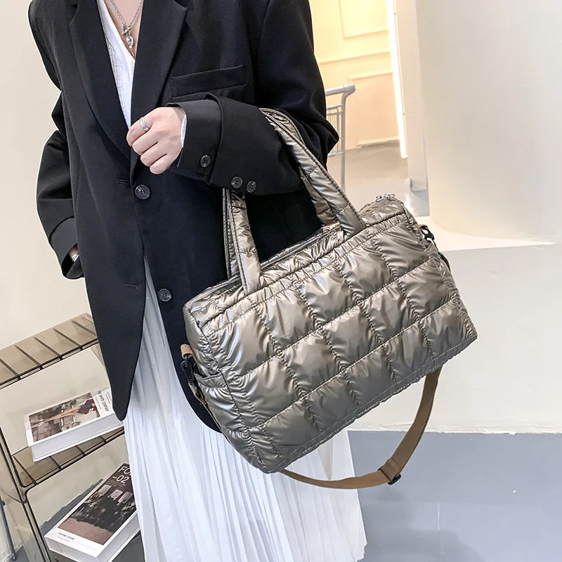 Soft Luxury Padded Nylon Tote | Big Capacity Waterproof Crossbody Bag Luxegan