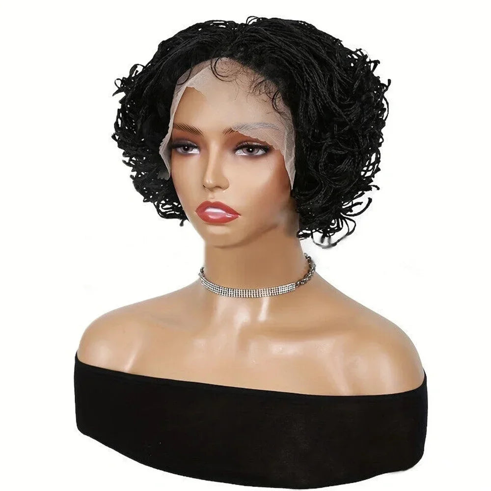 Short Braided Wig | Full Lace 3x Twist Braids | Transparent Lace | Baby Hair | Synthetic Hair