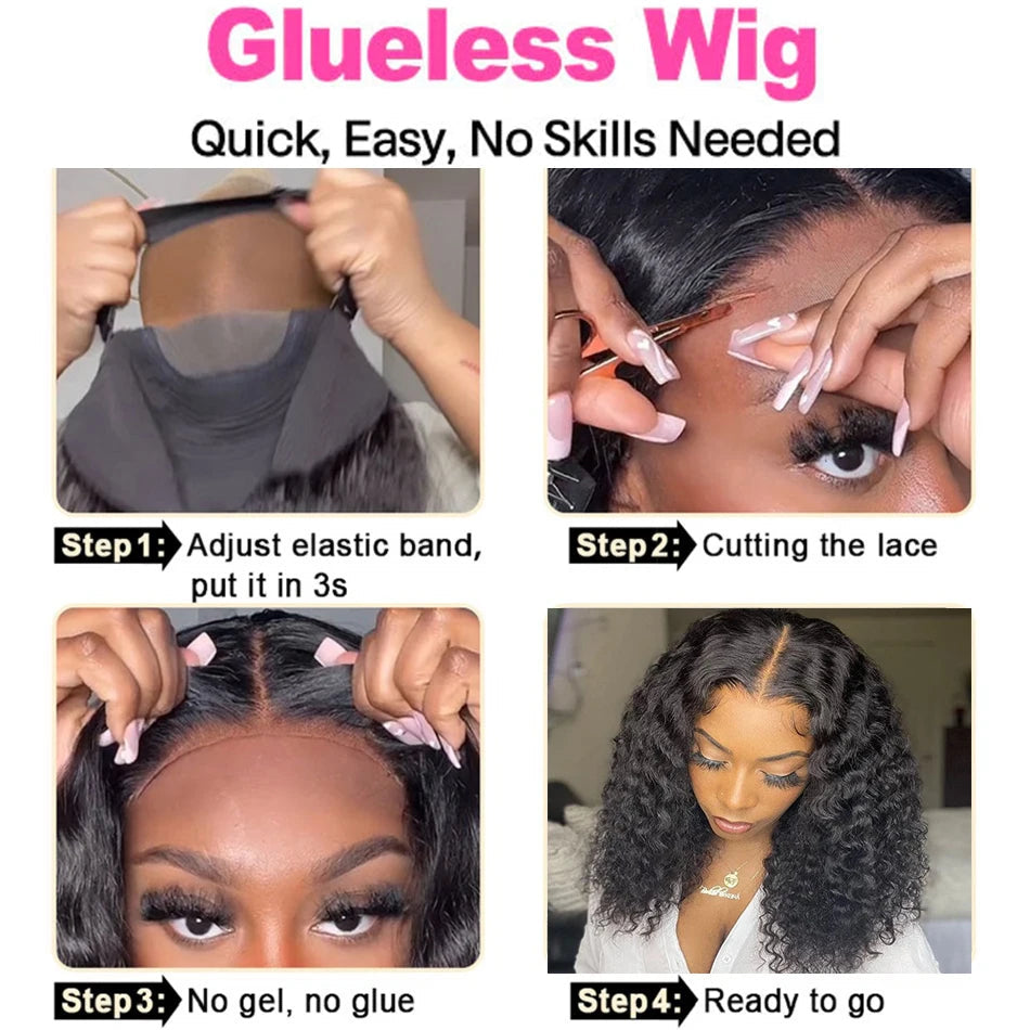 12A Water Wave Bob Wig | Glueless Lace Front Wig | Brazilian Remy Hair | Pre-Plucked Luxegan