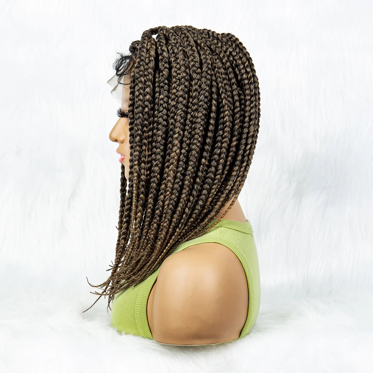 Pelucas trenzadas Bob para mujeres negras Peluca de encaje completo con trenzas estilo cornrow Peluca sintética de encaje frontal con trenzas de caja sin nudos con cabello de bebé