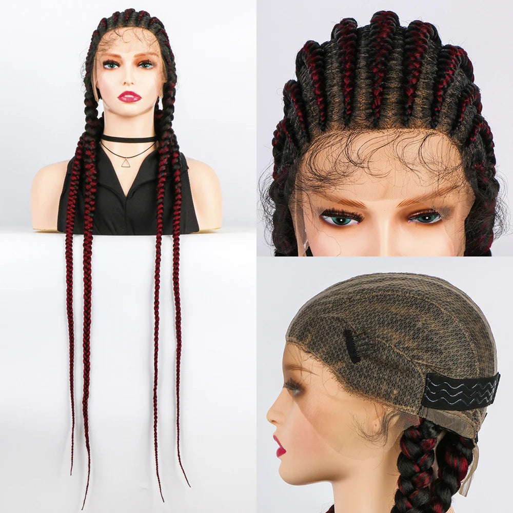 KIMA 36" Long Box Braided Wig with Baby Hair | Full Lace Ghana Braids Luxegan