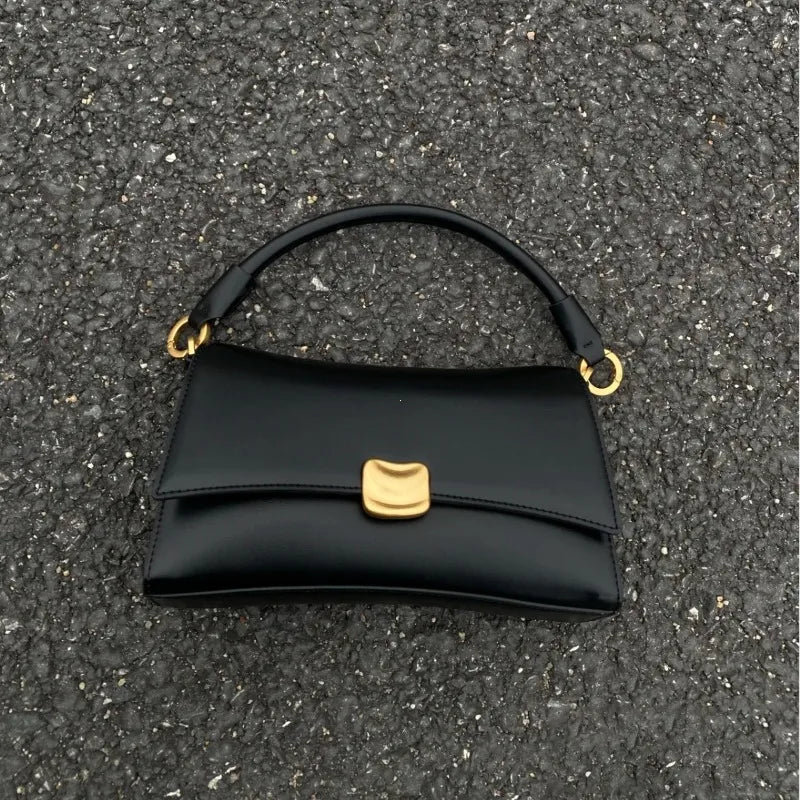 Structured PU Leather Flap-Lock Bag Luxegan