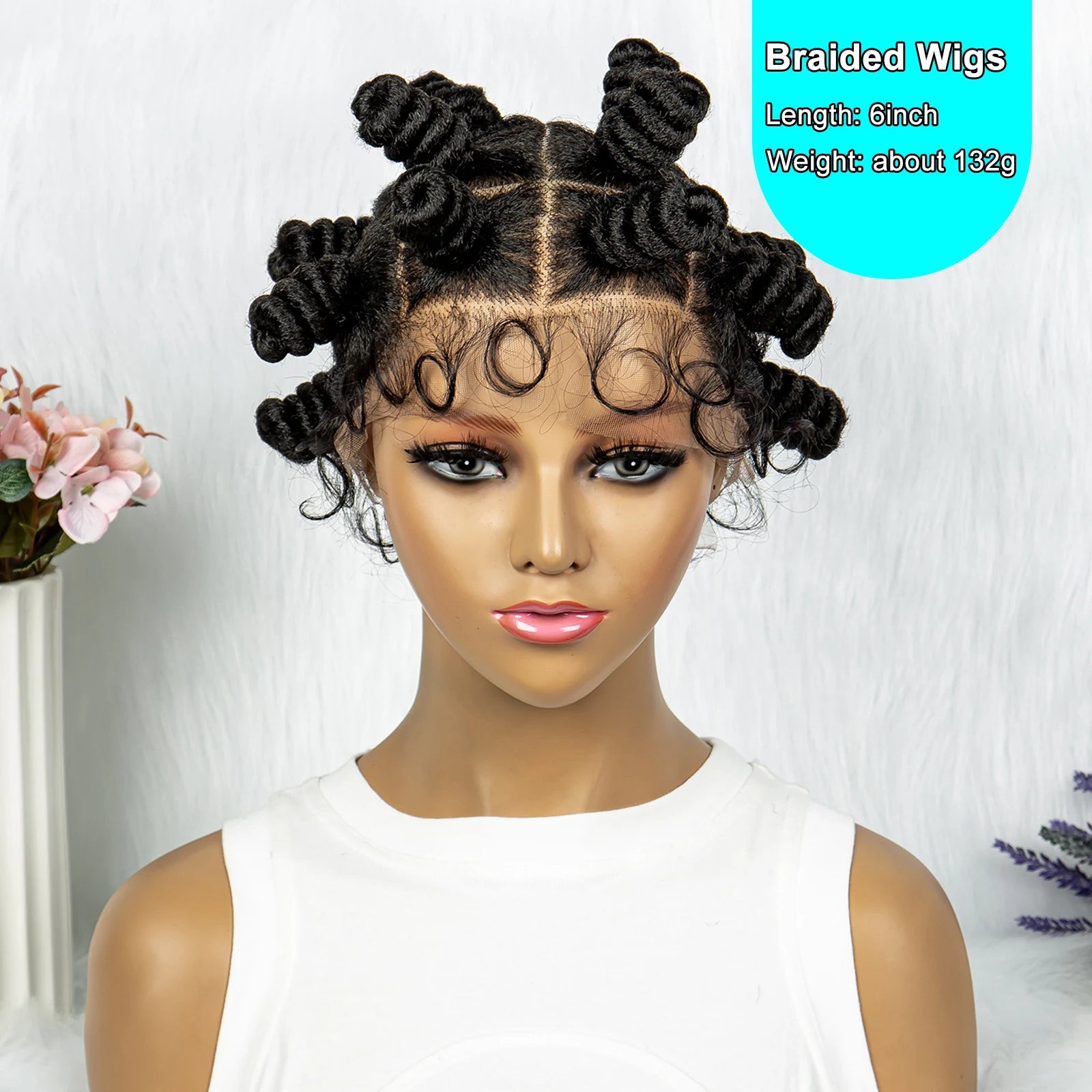 Knotless Braids Wig with Twist Buns | Full Lace African Braiding Hair Luxegan