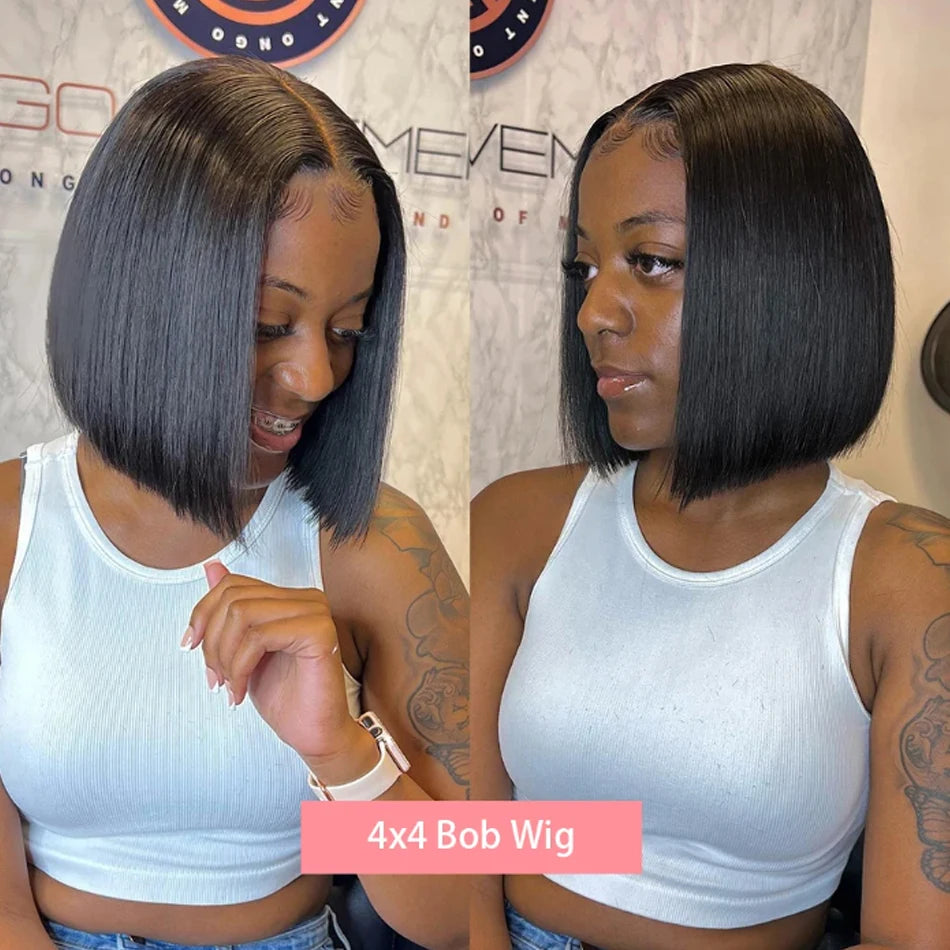 12A Bone Straight Bob Wig | Ready to Go | Glueless | Lace Frontal & Closure Options | Brazilian Remy Human Hair