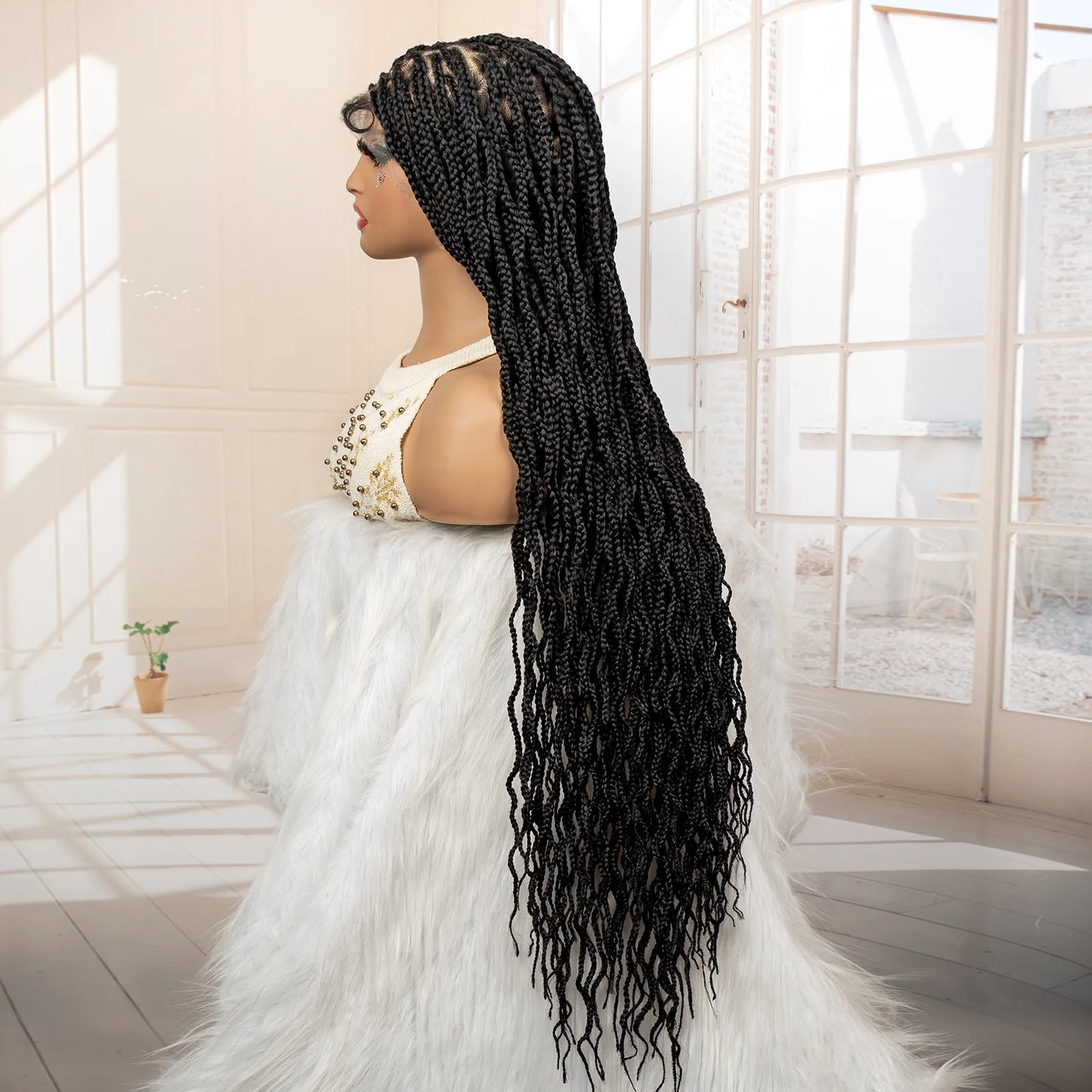 36" HD Full Lace Box Braided Wig | Ginger Color #350 | Lace Frontal Braids | Baby Hair | Synthetic Hair Wig