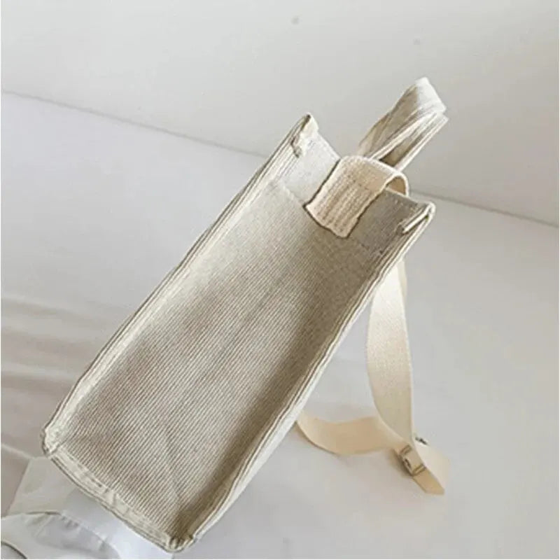Velvet/Corduroy Casual Tote | Soft Large Capacity Simple Square Handbag Luxegan