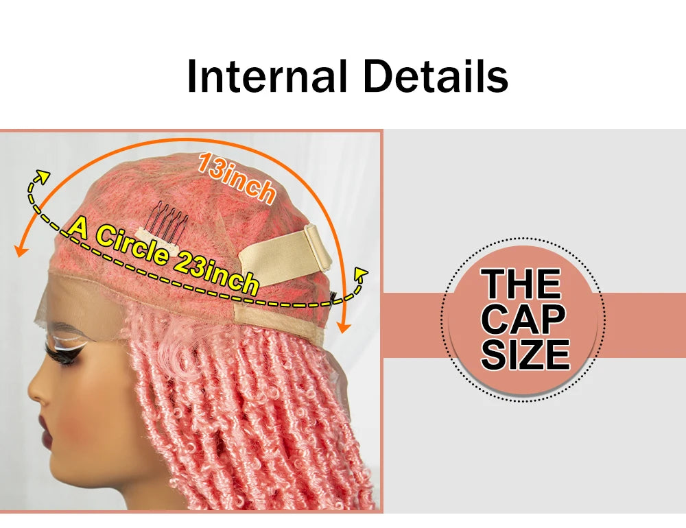 Pink Knotless Braids Wig with Curly Ends | Full Lace | Baby Hair Luxegan