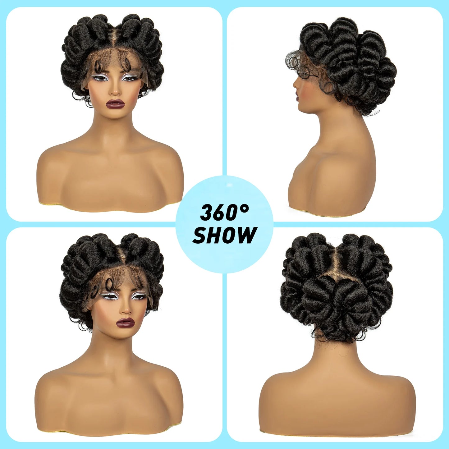 350# Ginger Orange Bantu Knotless Braids Wig | Full Lace | Baby Hair Luxegan