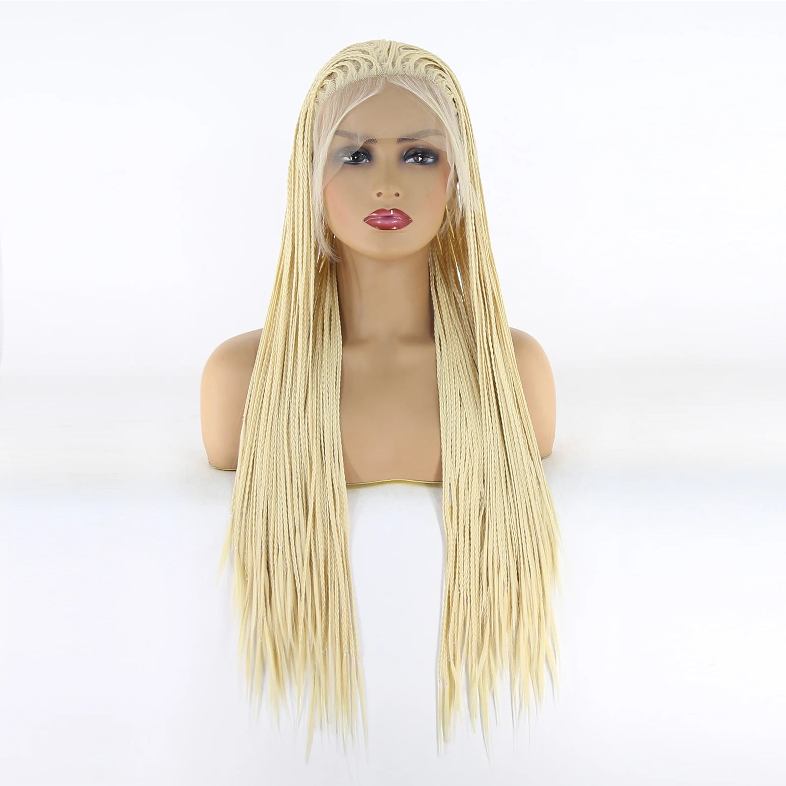 613 Blonde Box Braids Wig | Long Synthetic Lace Front | Heat Resistant | Black Women Luxegan