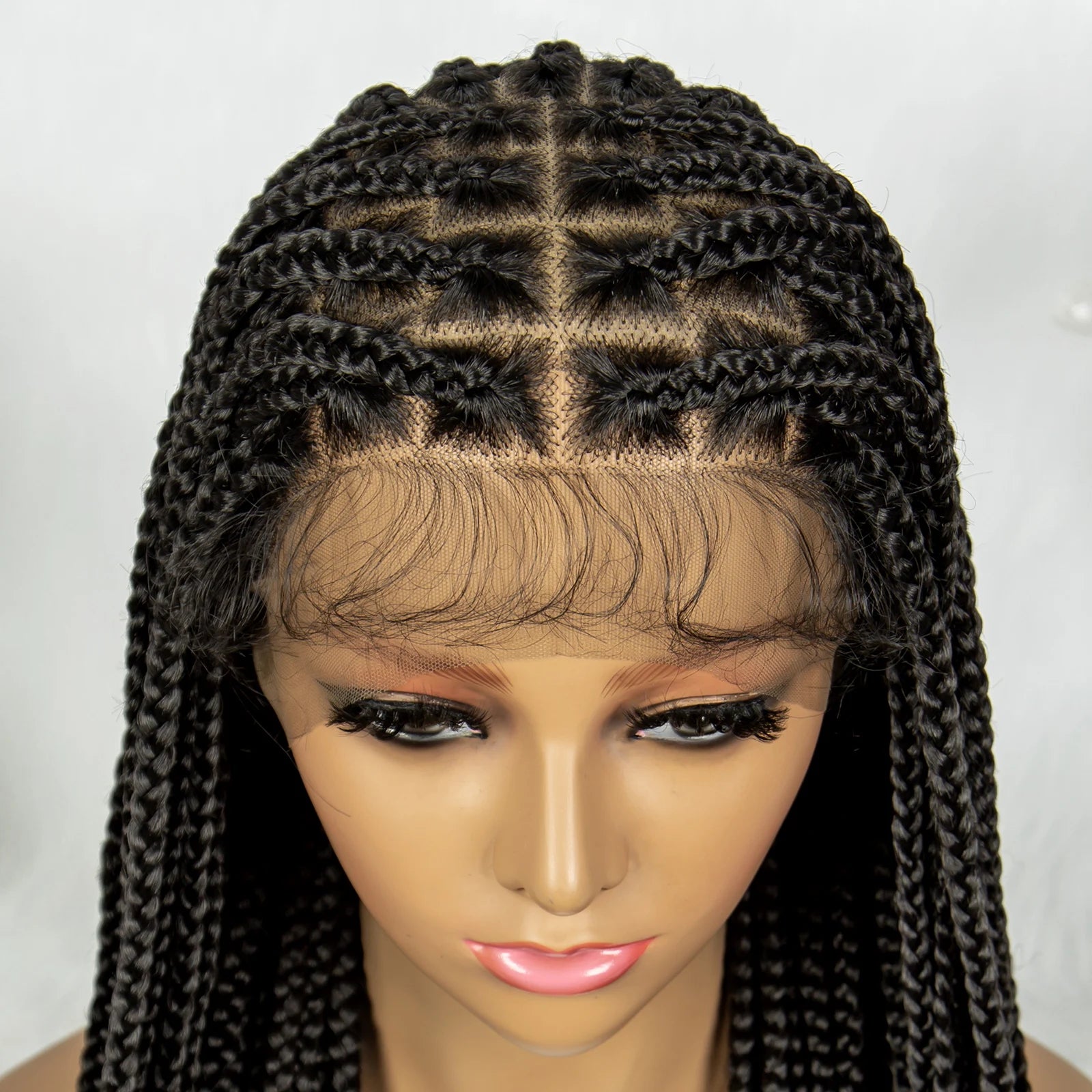 Full Lace Twisted & Box Braids Wig | Cornrow Accents Luxegan