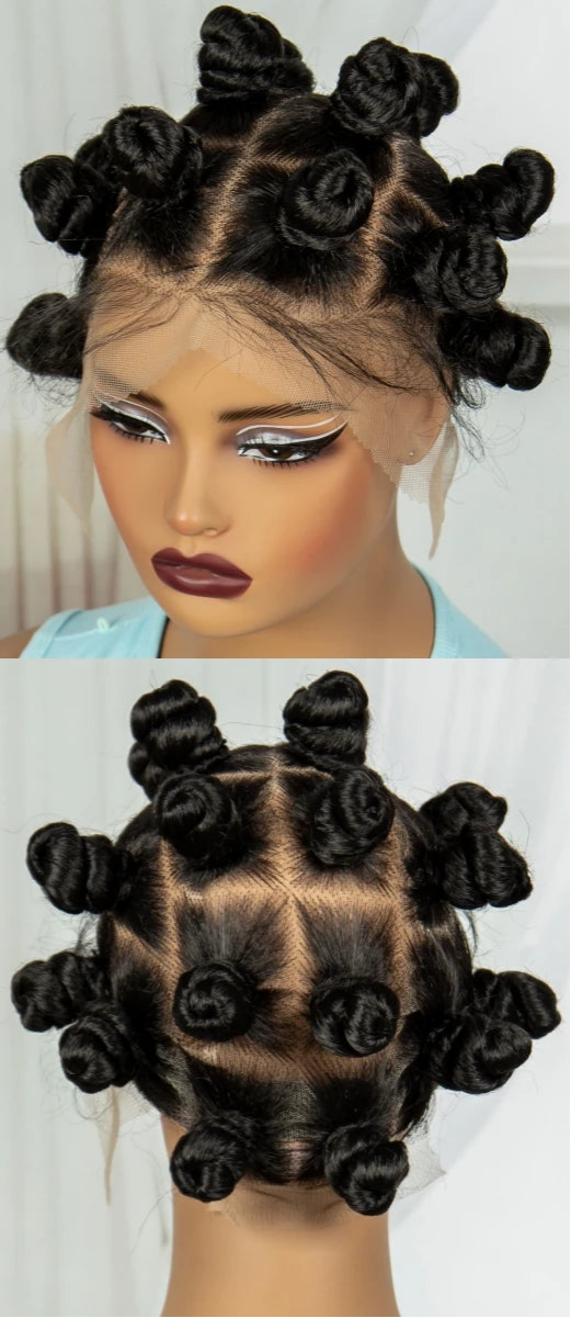 3-in-1 Handmade Bantu Braids Wig | Faux Locs Option | Full Lace | Baby Hair Luxegan