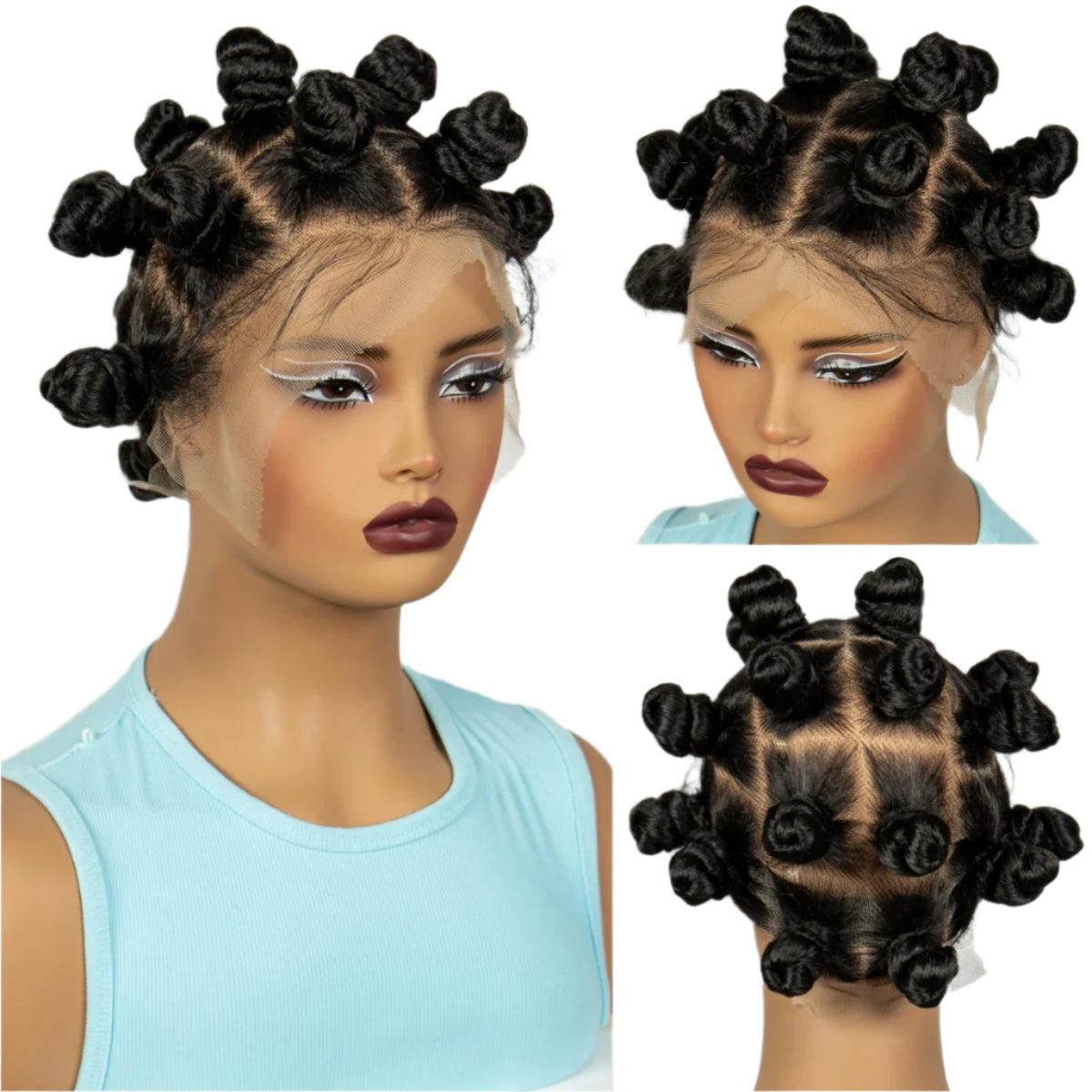 3-in-1 Handmade Bantu Braids Wig | Knotless Box & Faux Locs Options | Full Lace  Luxegan