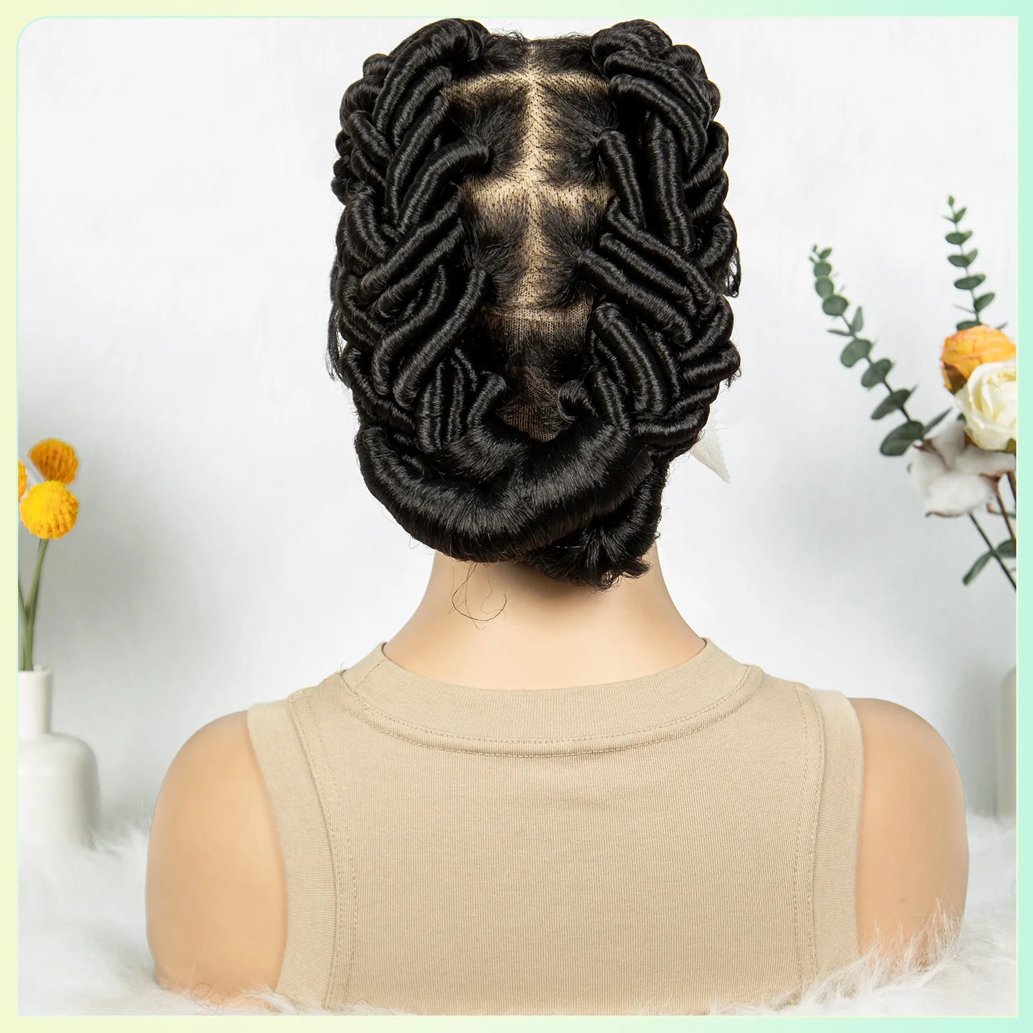 Knotless Cornrow Twist Full Lace Front Wig | Crochet Braids | Transparent Lace | Black Women