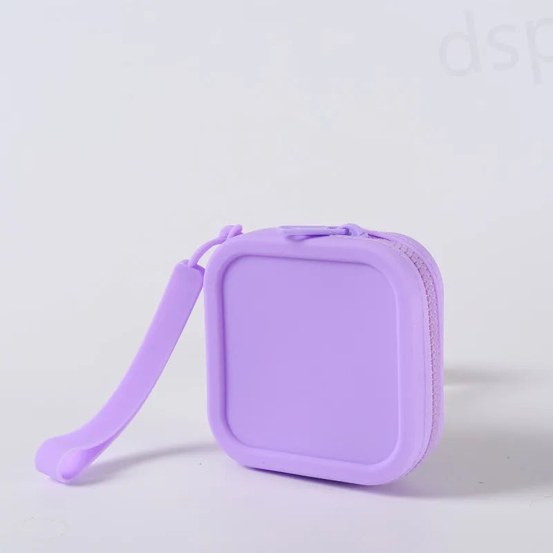 Silicone Solid Square Organizer | Zipper Waterproof Mini Wallet & Earphone Case Luxegan