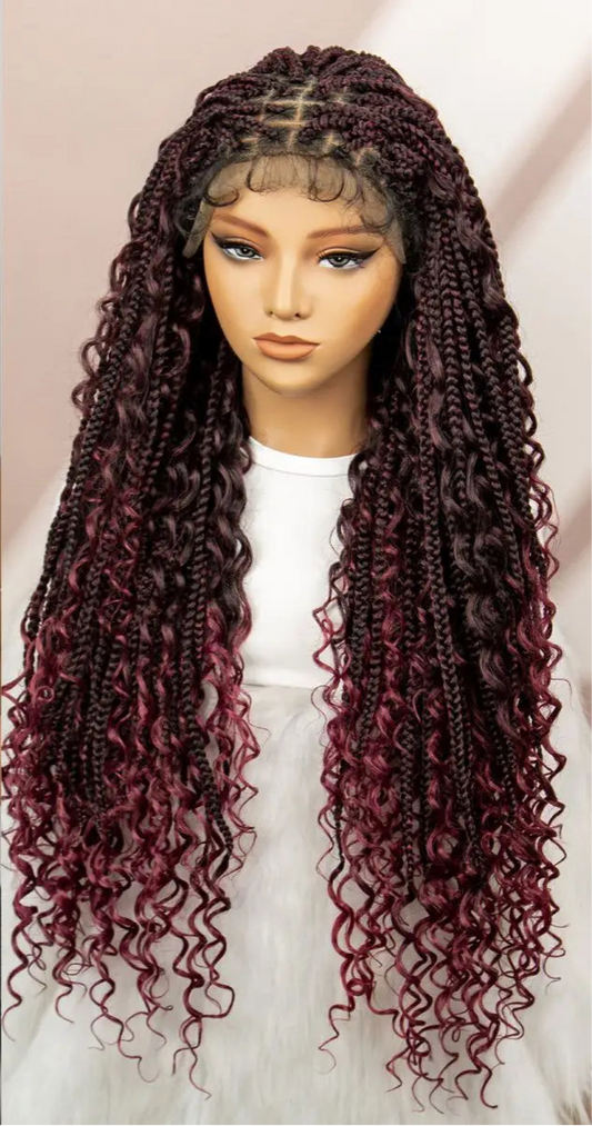 32" Boho Knotless Box Braids Wig | Lace Front | Baby Hair | Black Women Luxegan