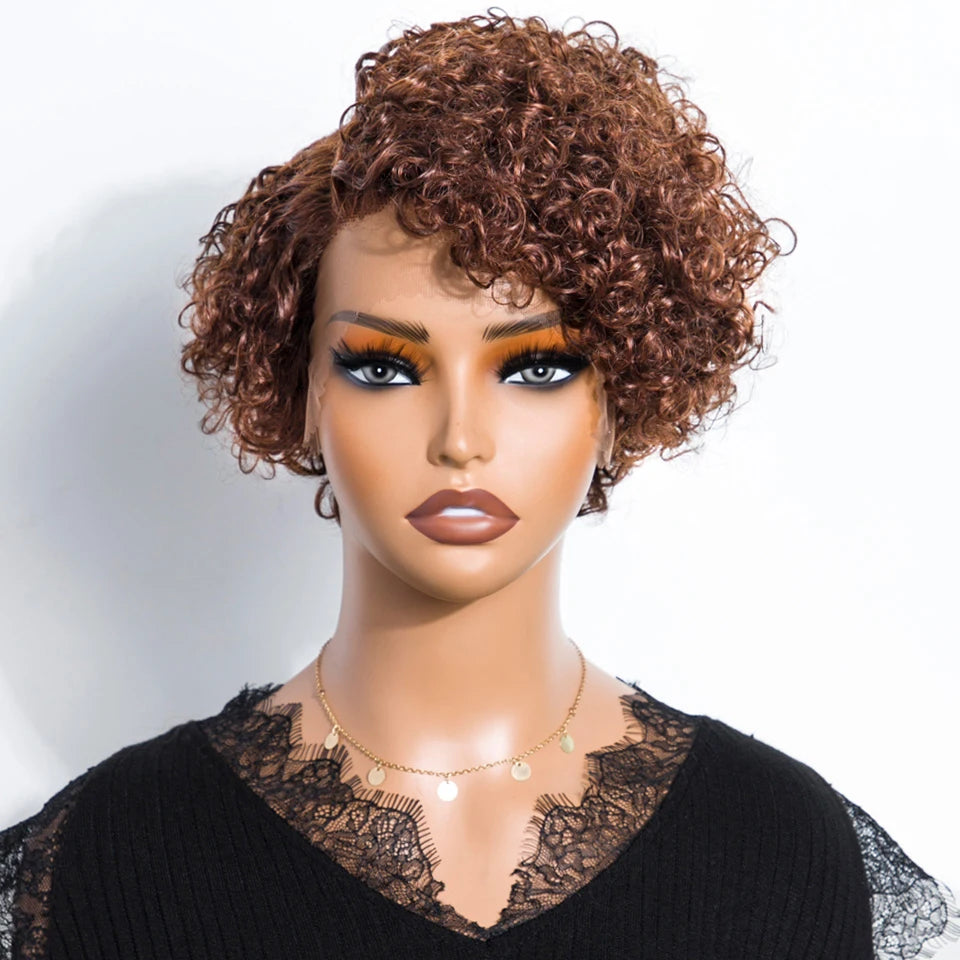 Natural Black Pixie Cut Wig | Short Curly Bob 13x1 Lace Front Human Hair (Pre-Plucked) Luxegan