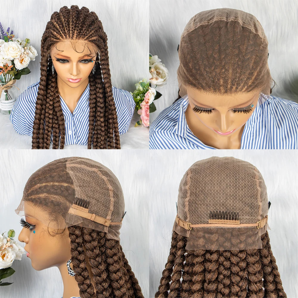36" Box Braids Full Lace Wig | Baby Hair | Heat Resistant Synthetic Braids | Black Women Luxegan