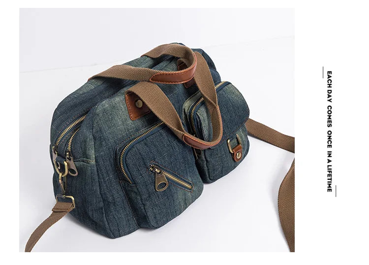 High-Quality Casual Denim Women’s Handbag | Vintage Blue Jeans Crossbody Bag | Large Travel Shoulder Tote & Big Bolsa Luxegan