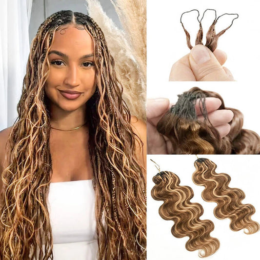 Highlight P427 Body Wave Feather Crochet Human Hair – Double Drawn Miracle Knots Boho Braids - view 2