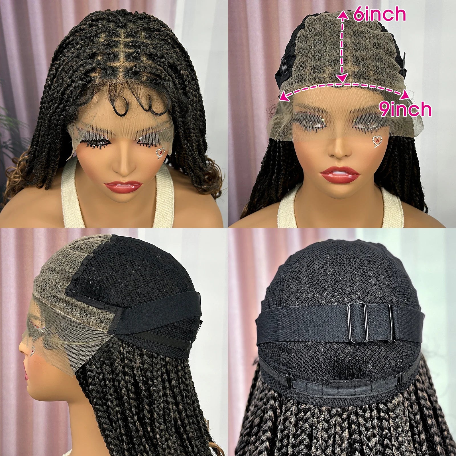 Ombre Knotless Box Braided Wig with Wavy Ends - Lace Front Braided Wig with Baby Hair for Black Women