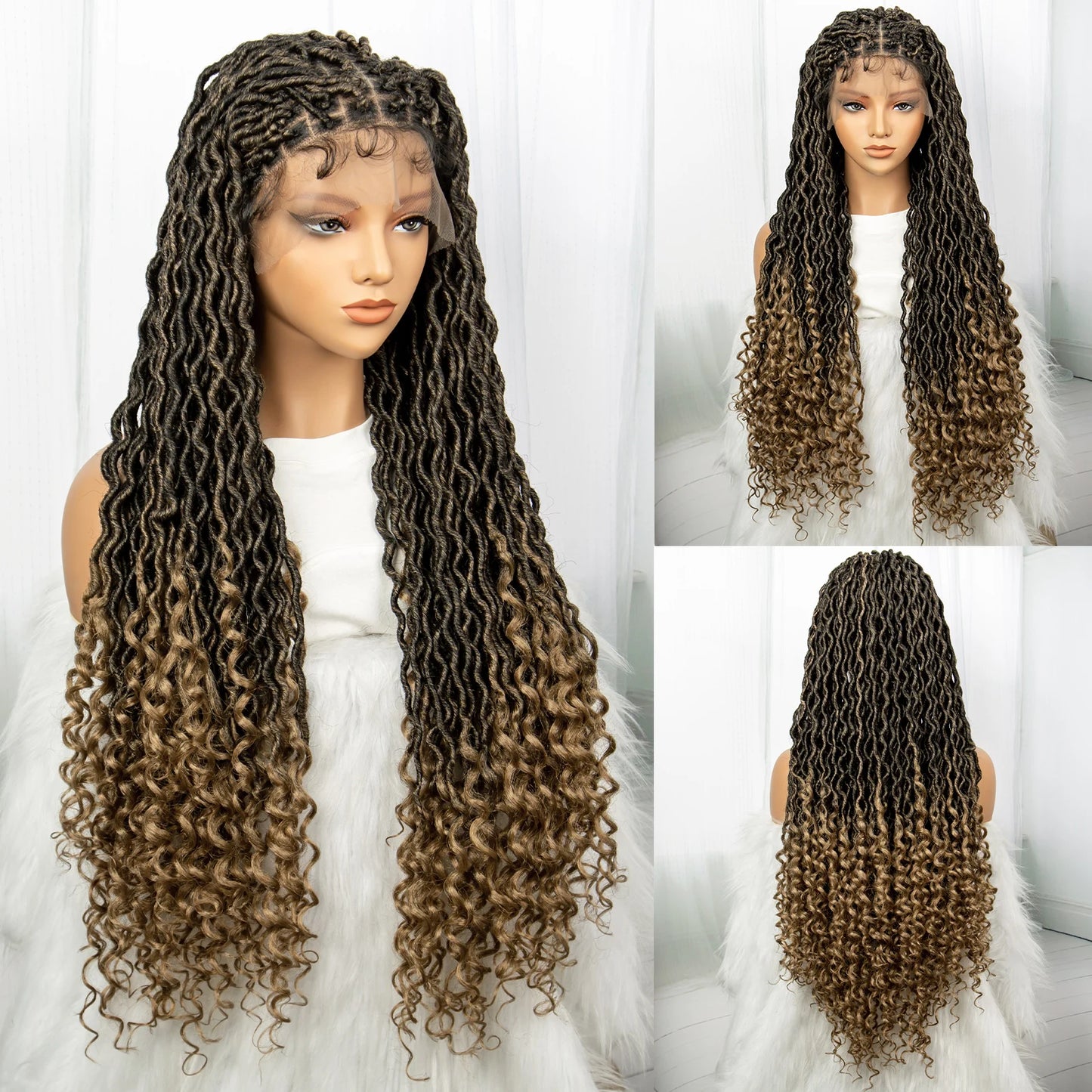 32 Inch Goddess Locs Lace Front Wig | Curly Ends | Faux Locs | Synthetic Hair | With Baby Hair