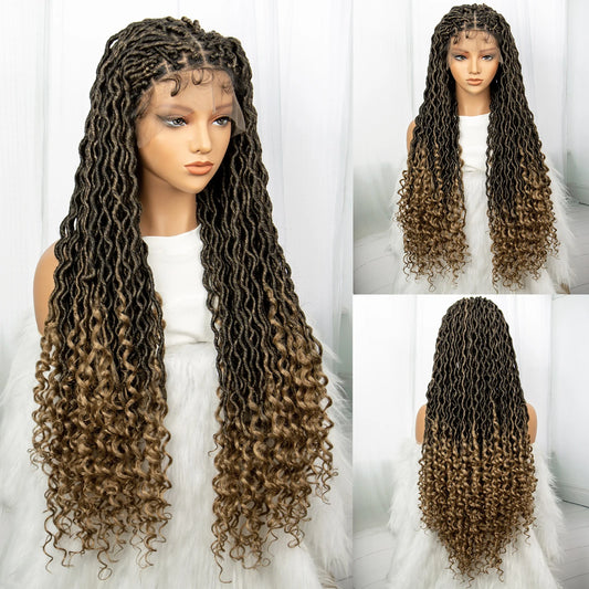 32 Inch Goddess Locs Lace Front Wig | Curly Ends | Faux Locs | Synthetic Hair | With Baby Hair