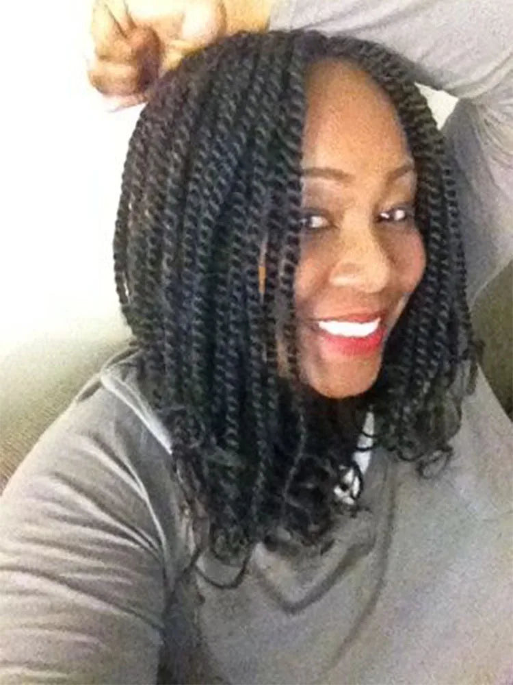 Kinky Twist Box Braided Bob Wig | Crochet Cap | 6 Colours