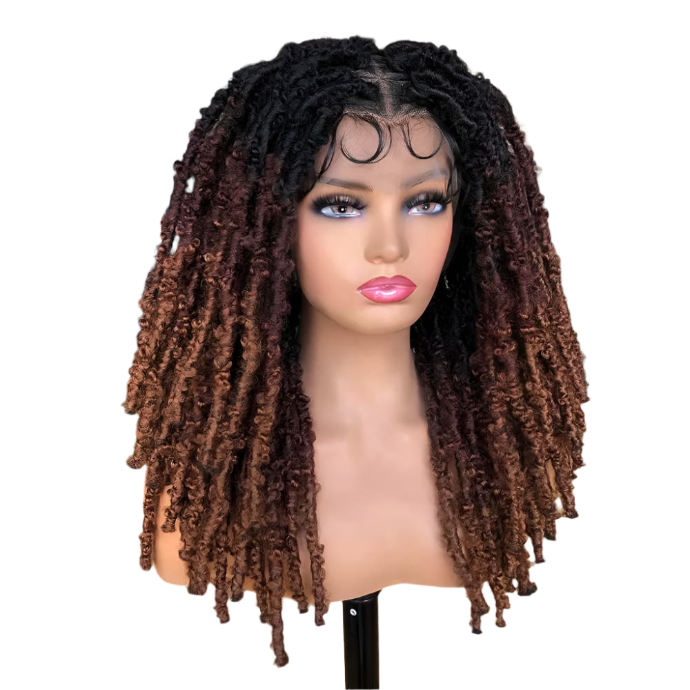 Blue Butterfly Locs Full Lace Braided Wig | 20" Faux Locs | Crochet Hair | Synthetic Braids | Women