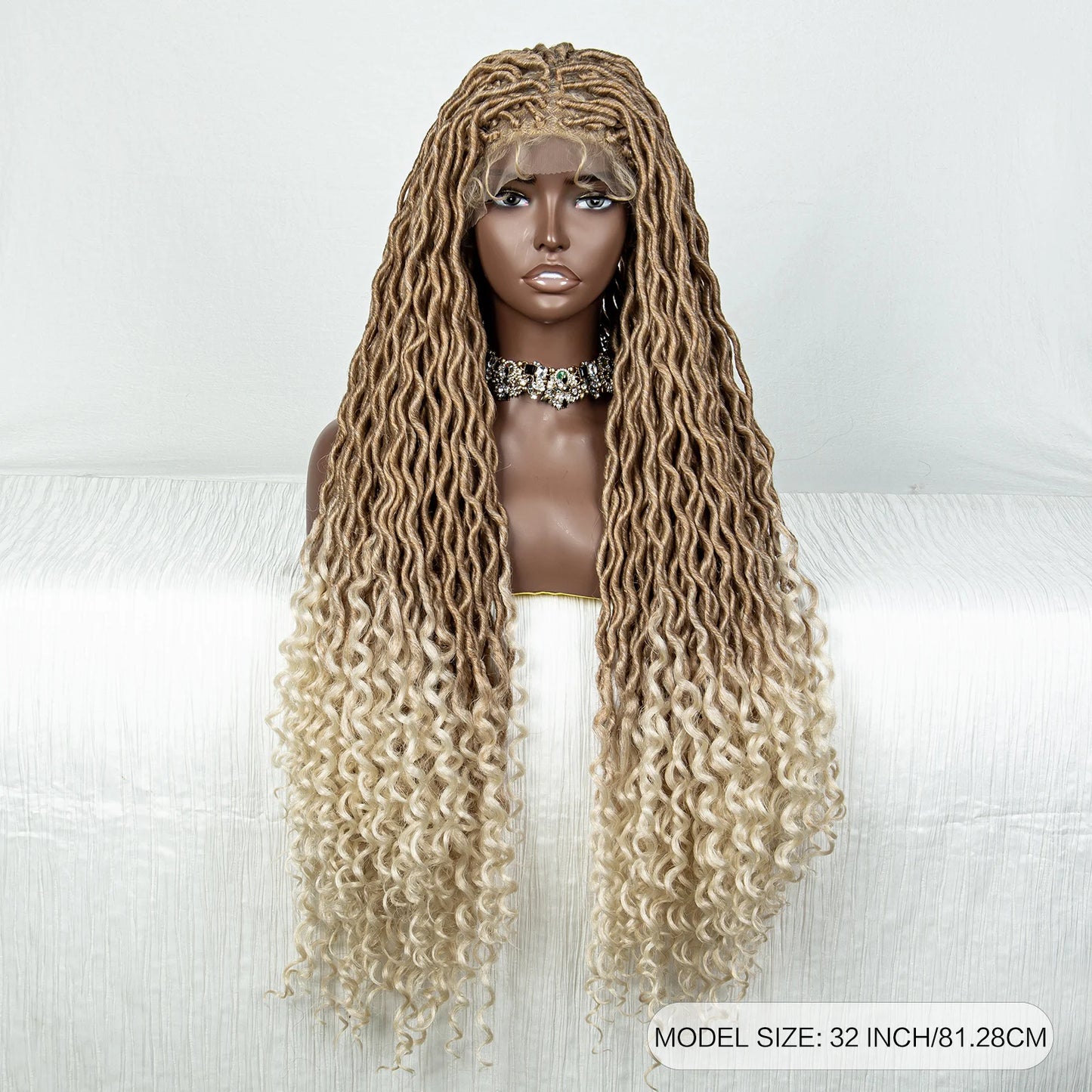 Colorful Dreadlocks & Water Wave Braids Wig | Lace Front | Baby Hair Luxegan