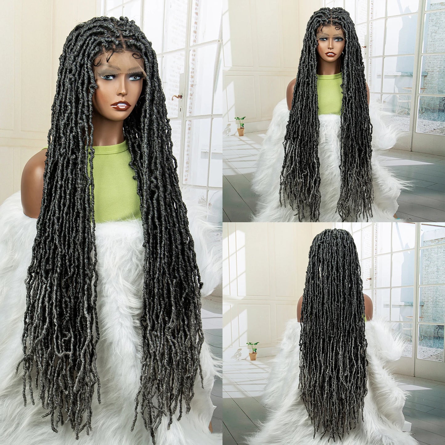 Red Box Braids Full Lace Wig | 36 Inches | Crochet Braids | Knotless | Kanekalon