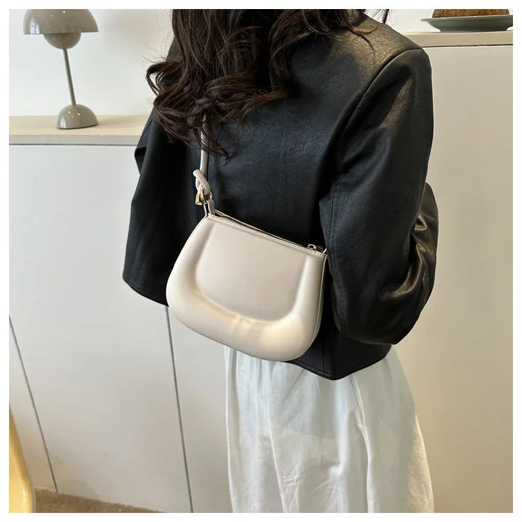 Soft PU Leather Ladies Crossbody Bag | Women's Purple Underarm Bag & Retro Solid Color Handbag (Fashion Design Girl Small Shoulder Bag) Luxegan
