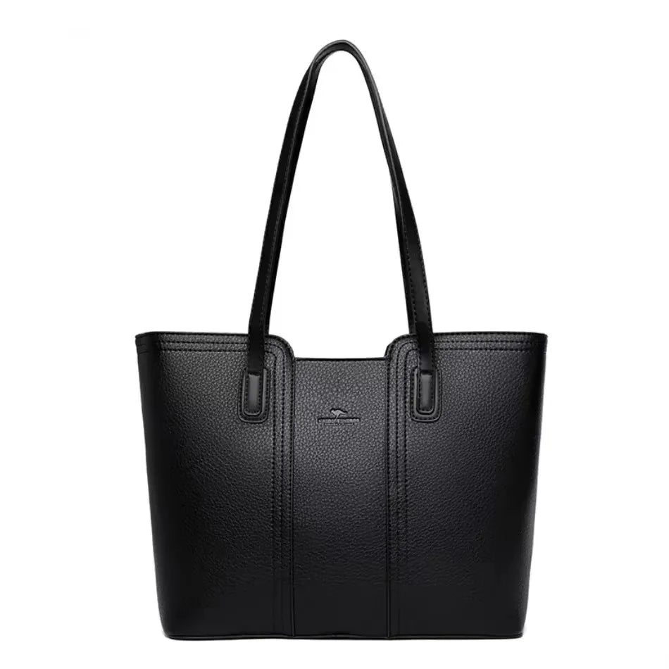 Genuine Soft PU Leather Handbags for Women | Vintage Shoulder Tote Bag & Large Capacity Purse