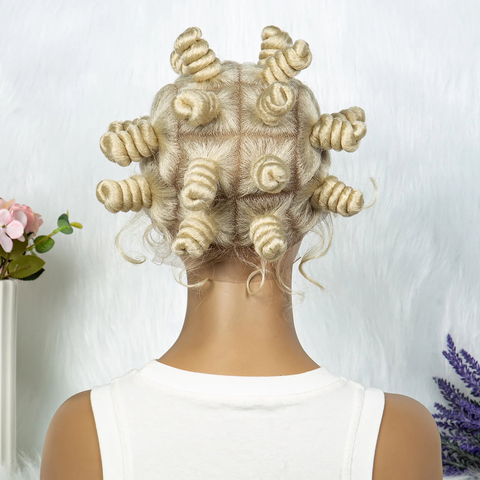 KIMA Bantu Knot Knotless Box Braids Wig | 350# Blonde Braided Bun Full Lace Wig for Black Women Luxegan