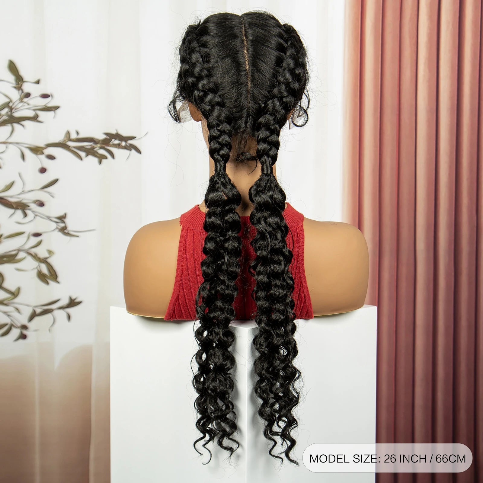 Curly Cornrow Twist Braids Wig | 13x1 T Part Lace | Water Wave | Black Women Luxegan