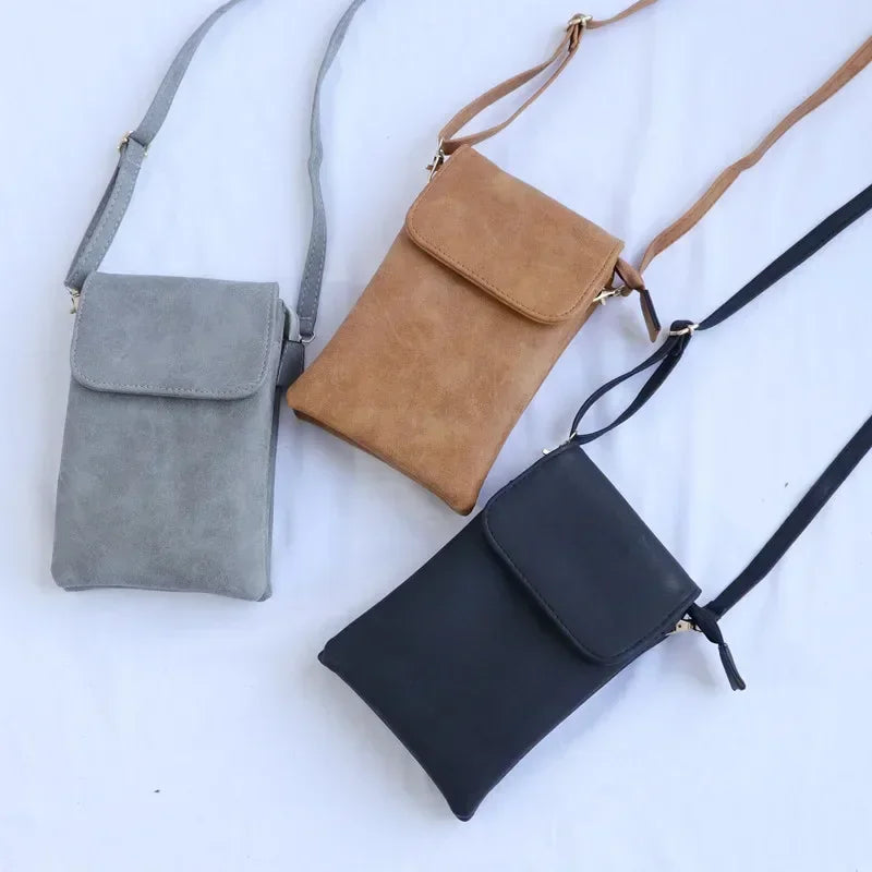 Fashion Women Crossbody Bag PU Leather Mobile Phone Purse Bags | Solid Flap Messenger Bag Small Female Shoulder Handbag for Women Luxegan
