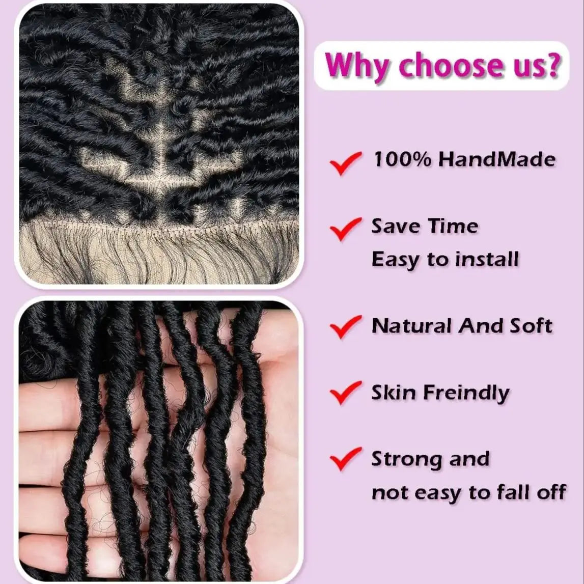 Knotless Butterfly Braided Wig with Baby Hair | Double Lace Front Crochet Faux Locs Wig | Bohemian Style | Synthetic Hair - Luxegan