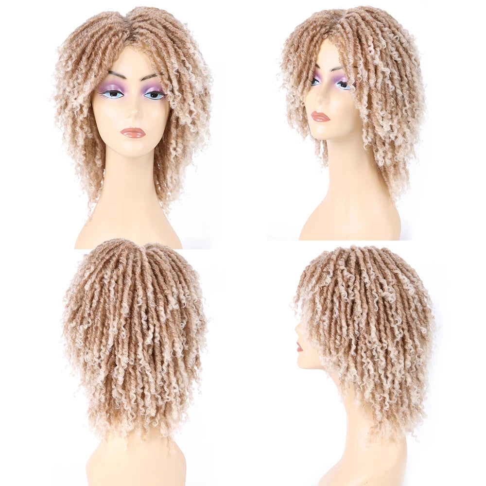 Short Dreadlock Wig for Black Women Afro Curly Twist Wigs Synthetic Heat Resistant Breathable Faux Locs Braids Hair Wigs Luxegan