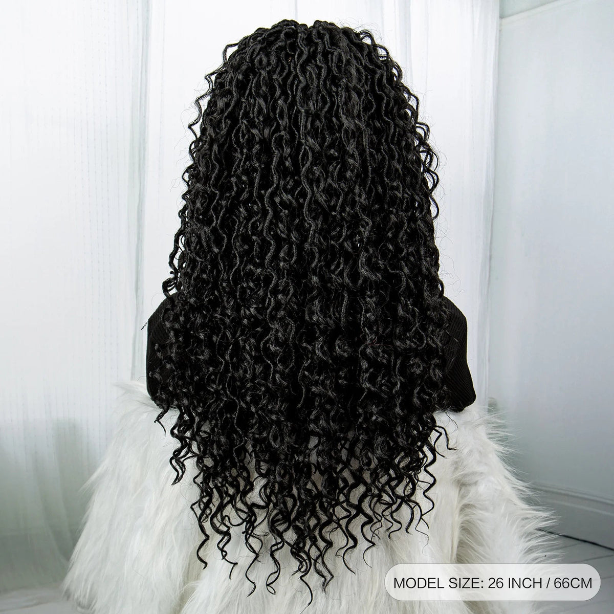Faux Locs Braided Wigs Synthetic Dreadlock Braided Wigs With Curly Ends 26inch Lace Front Knotless Box Braids Wig with Baby Hair Luxegan