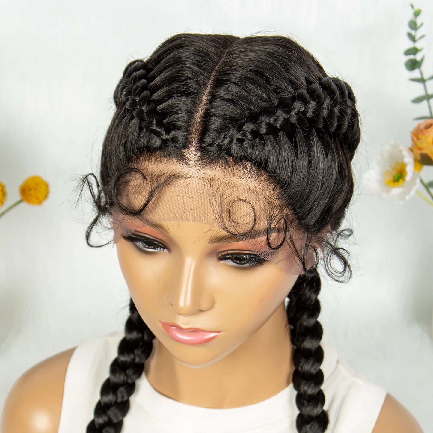 KIMA 32" Cornrow Boxer Braids Lace Front Wig | Twins Dutch Braids with Baby Hair Luxegan