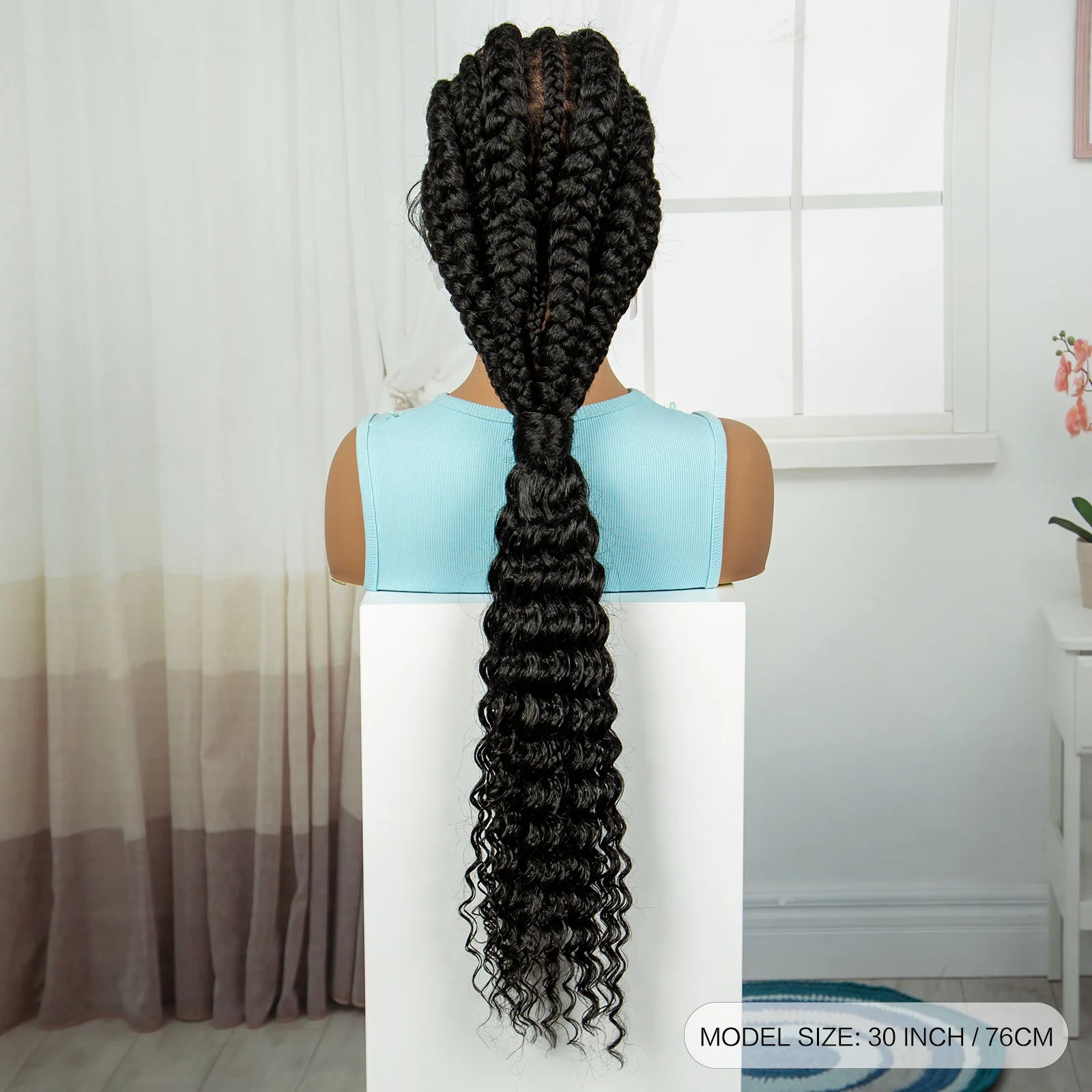 30" Cornrow Knotless Ponytail Braids Wig | Full Lace Frontal Luxegan