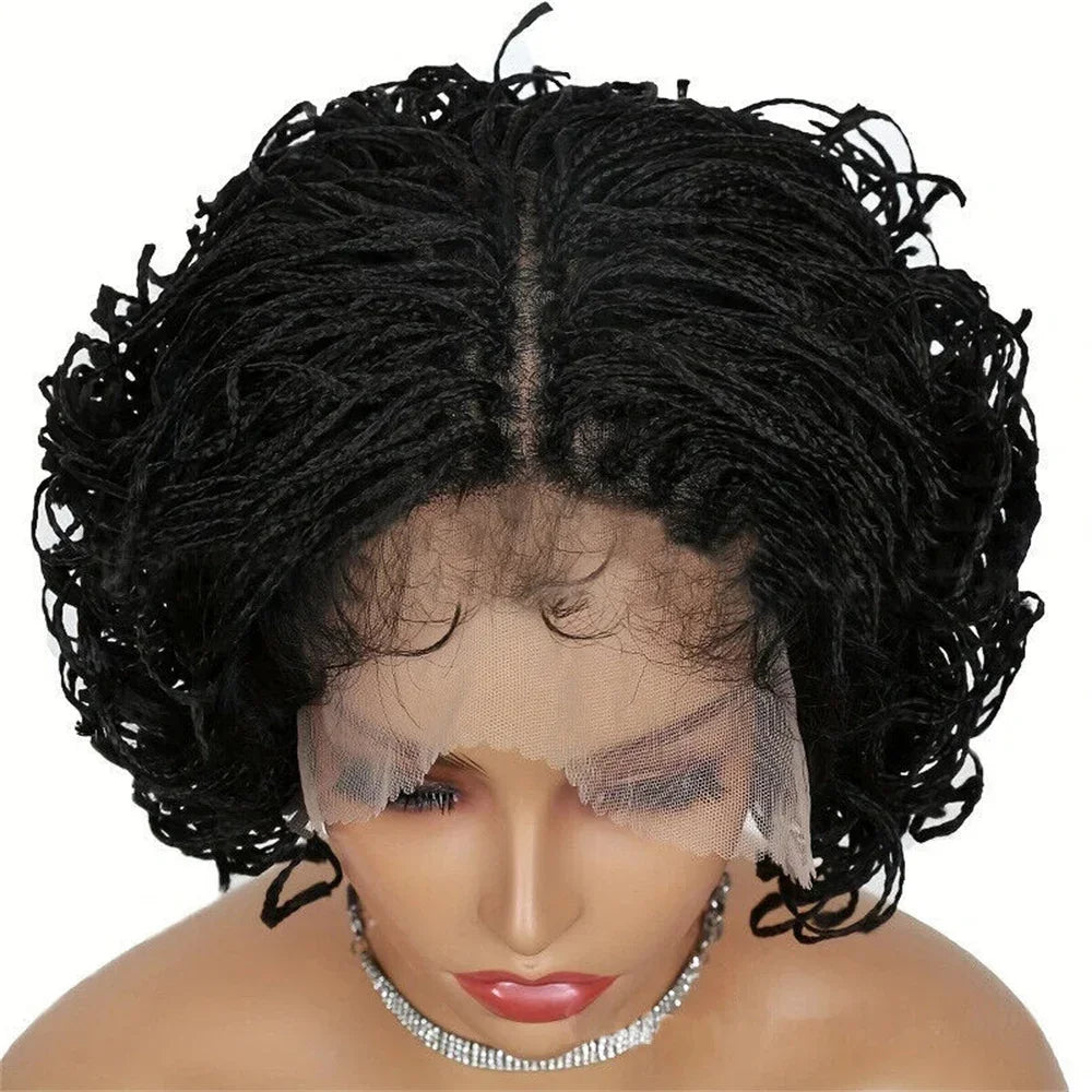 Short Braided Wig | Full Lace 3x Twist Braids | Transparent Lace | Baby Hair | Synthetic Hair