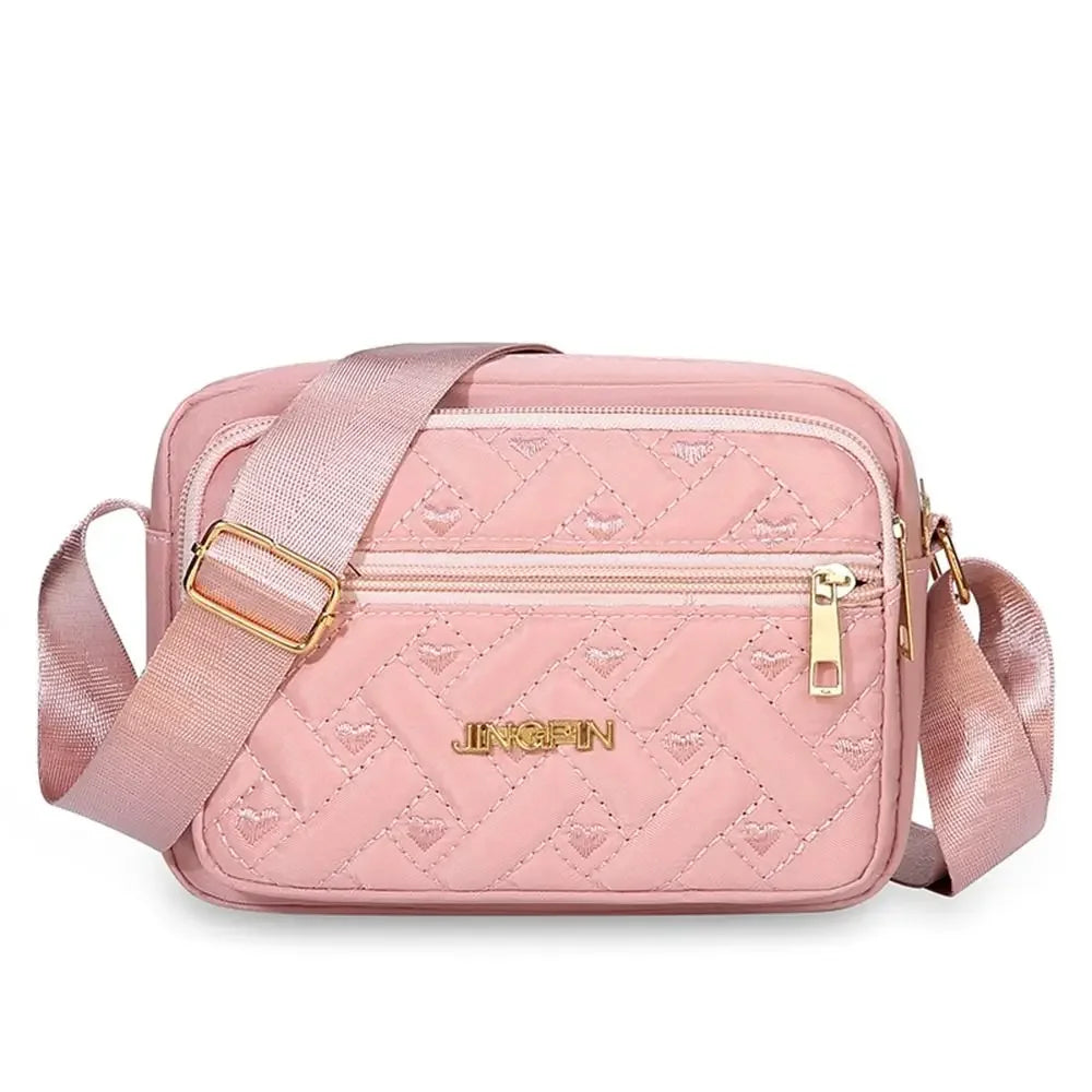 New Fashion Embroidery Shoulder Bag | Sophisticated Canvas Zipper Handbag | Elegant Square Crossbody Purse | "Dignified" Lightweight Tote for Versatile Daily Styling Luxegan