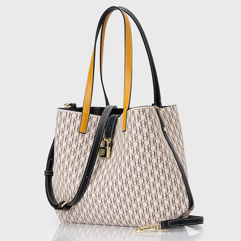 Premium Versatile Leather Crossbody Bag | Ladies Large Capacity Daily Commuter Tote Bag (Letter Print Design, Fashion Casual) Luxegan