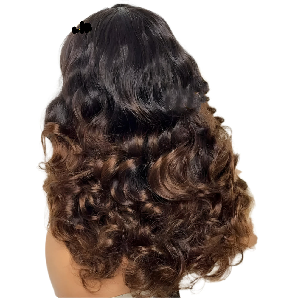 250% Density Ombre Blonde 1B/4 Brazilian Loose Wave 13x4 HD Transparent Lace Frontal Wig - Glueless